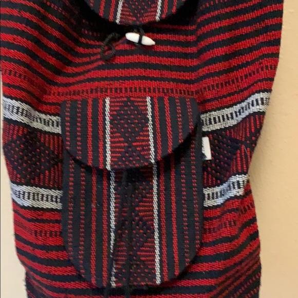 LILLO BAG Mexican backpack black red boho - Picture 2 of 6
